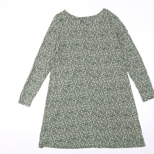 Pull&Bear Women's Green Floral A-Line Viscose Dress Size 12