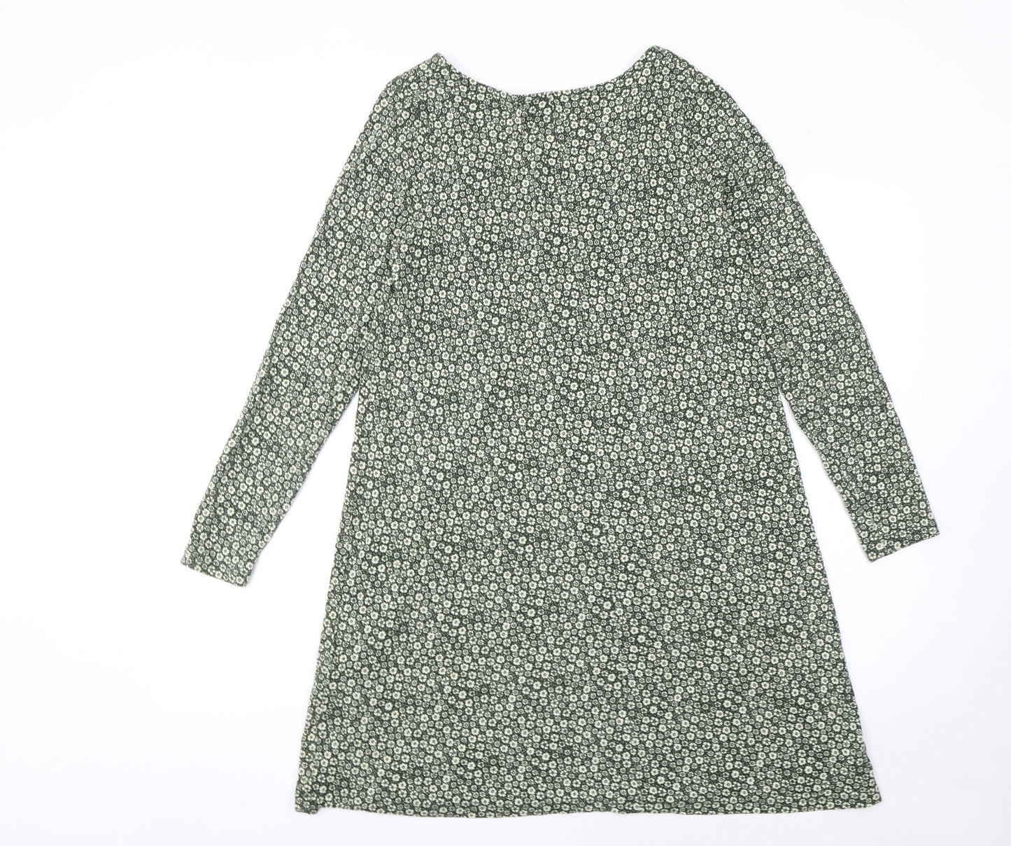 Pull&Bear Women's Green Floral A-Line Viscose Dress Size 12