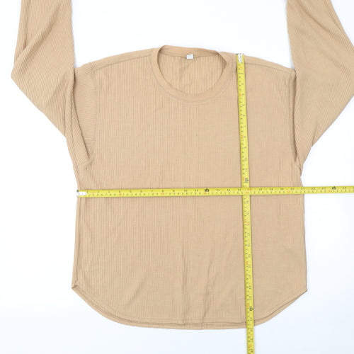UNIQLO Men's Beige Waffle-Knit Crew Neck Long Sleeve Pullover Jumper M