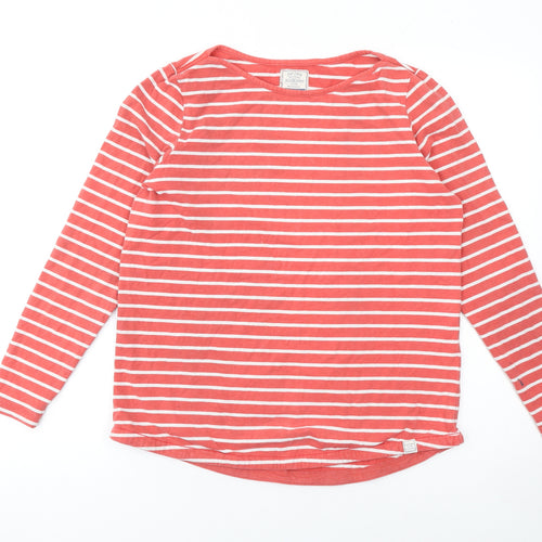 Fat Face Women’s Red White Striped Long Sleeve Cotton Jersey T-Shirt UK 12