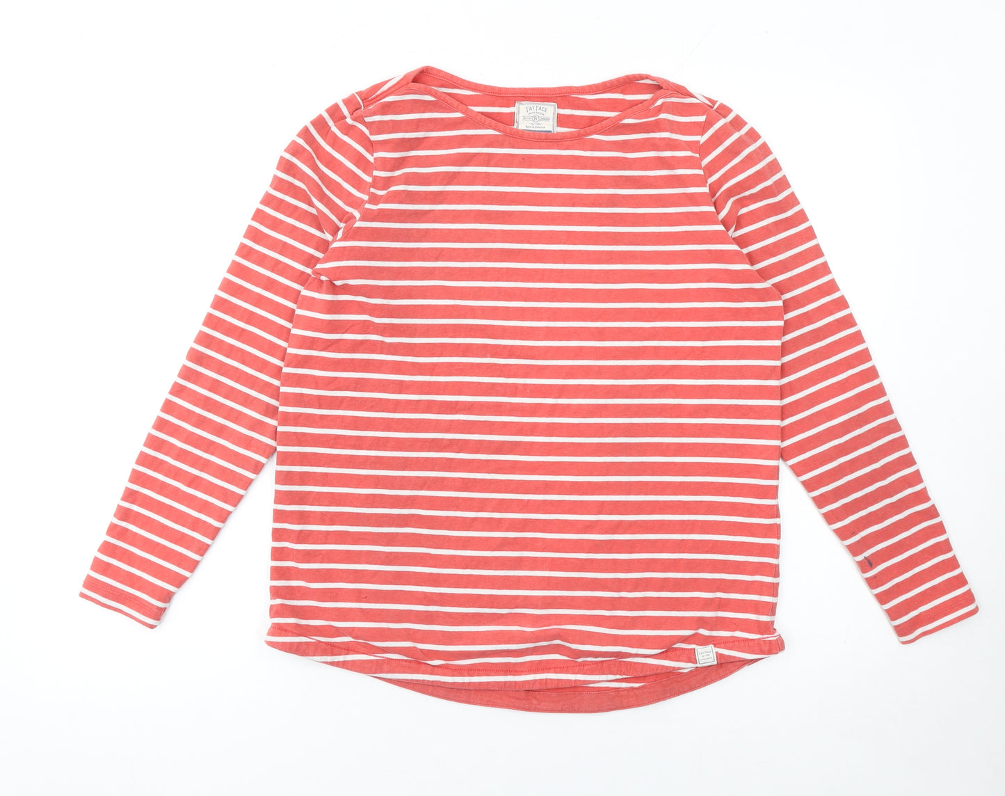 Fat Face Women’s Red White Striped Long Sleeve Cotton Jersey T-Shirt UK 12