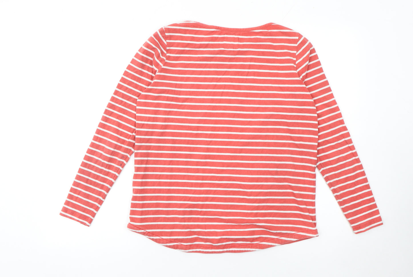 Fat Face Women’s Red White Striped Long Sleeve Cotton Jersey T-Shirt UK 12