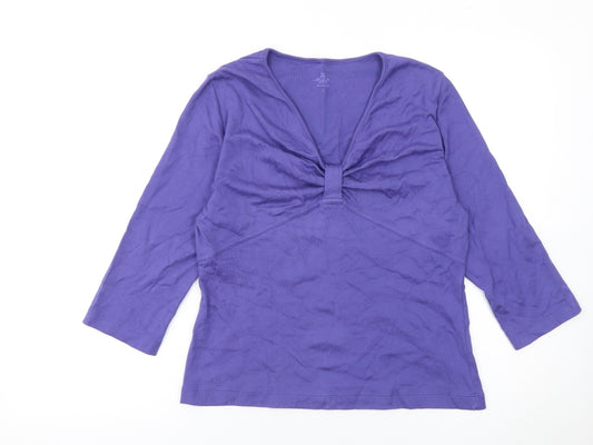 Spirit of the Andes Women's Purple 3/4 Sleeve V-Neck Pima Cotton Tunic Blouse L