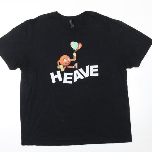 Gildan Men's Black Funny Cartoon Graphic Crew Neck T-Shirt XL