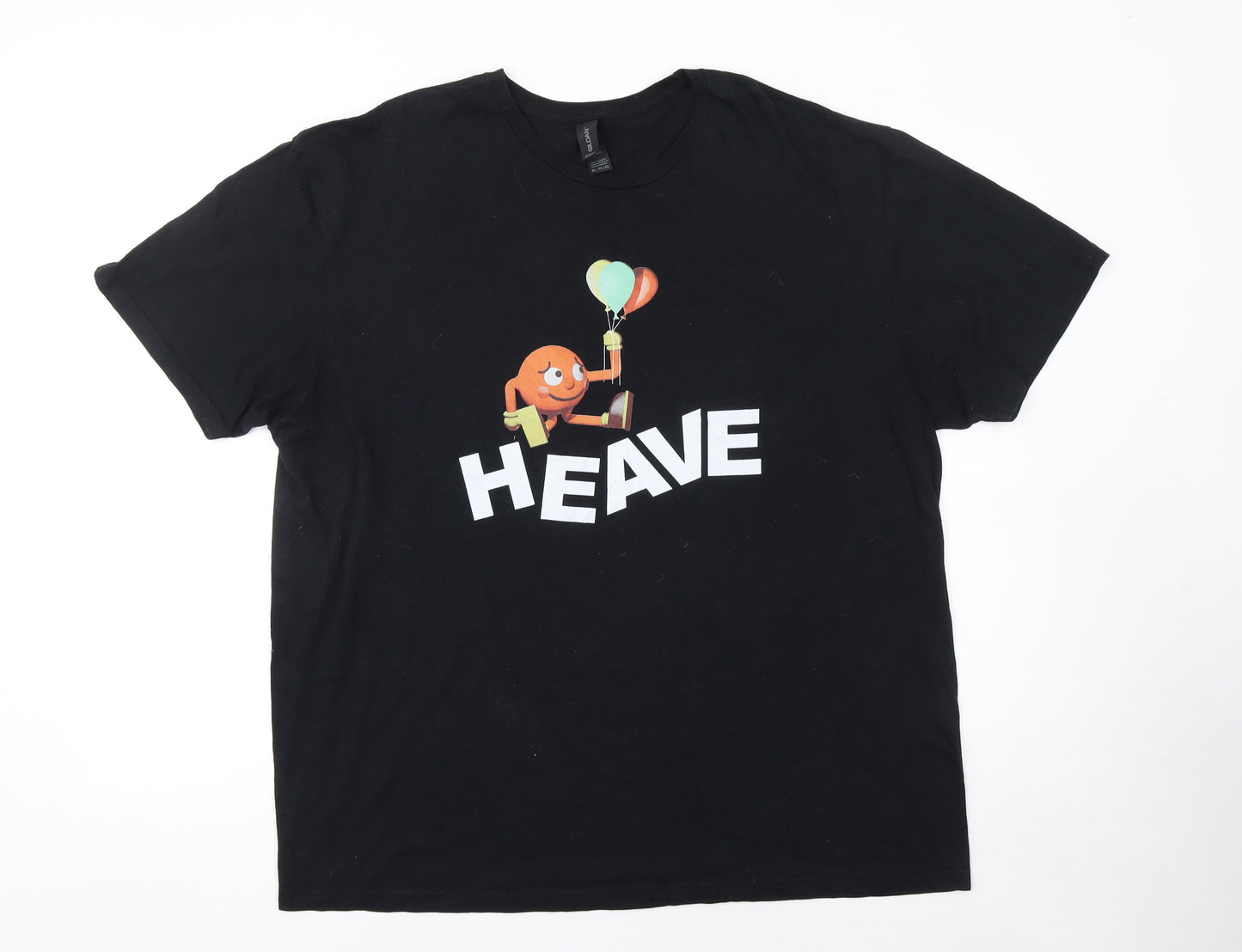Gildan Men's Black Funny Cartoon Graphic Crew Neck T-Shirt XL