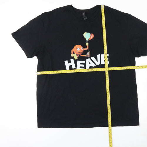 Gildan Men's Black Funny Cartoon Graphic Crew Neck T-Shirt XL