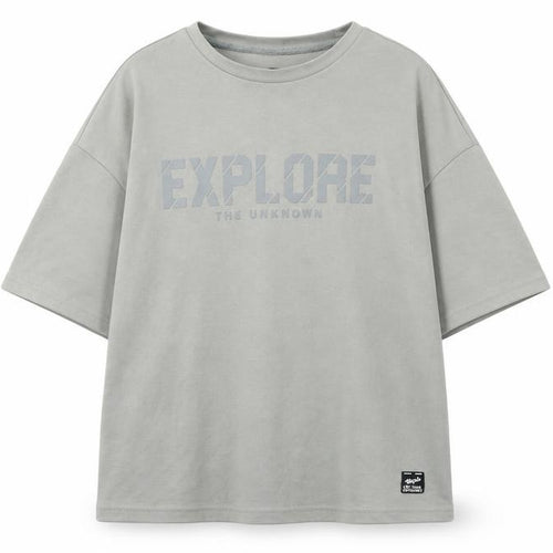Zudio Men's Grey Explore Graphic Crew Neck Short Sleeve T-Shirt Size S