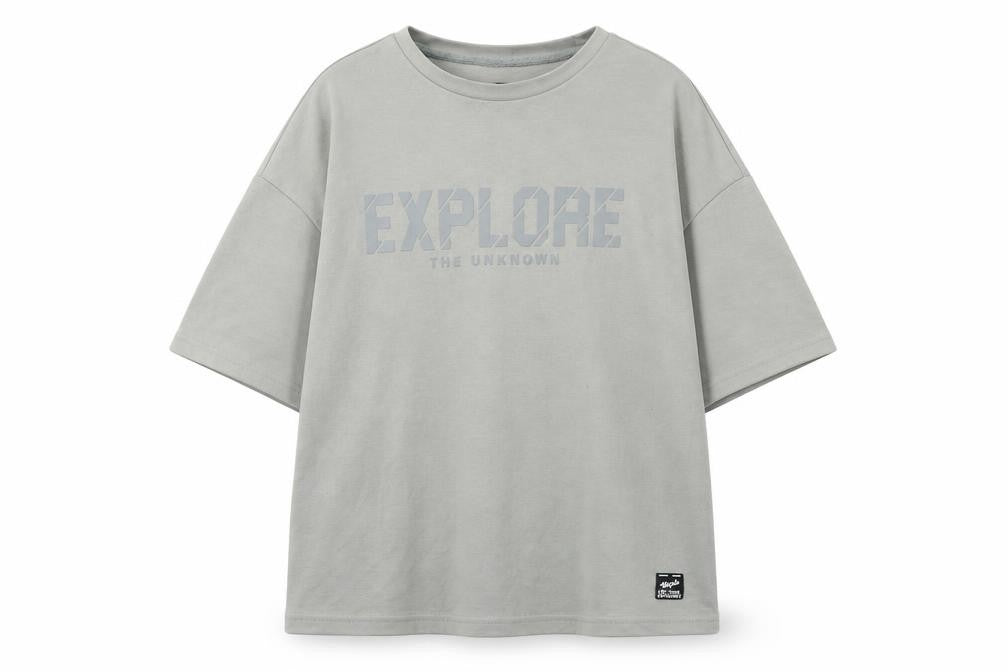 Zudio Men's Grey Explore Graphic Crew Neck Short Sleeve T-Shirt Size S