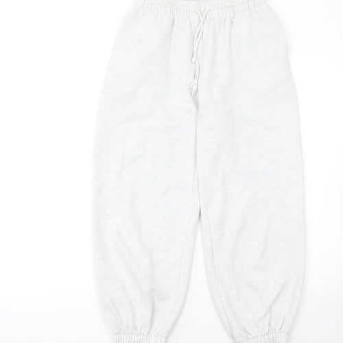 Zara Women Grey Jogger Trousers S Cotton Blend Elastic Waist