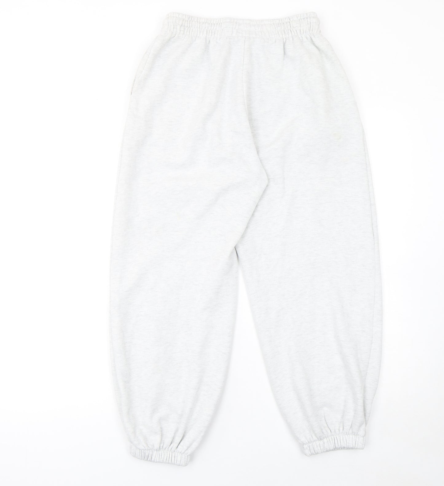 Zara Women Grey Jogger Trousers S Cotton Blend Elastic Waist