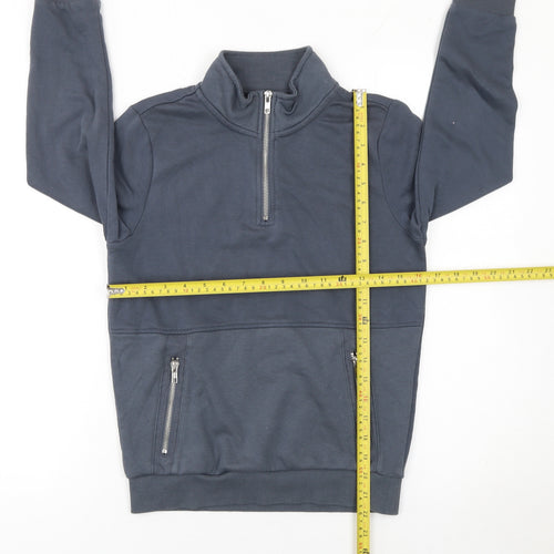 F&F Girls Blue 9-10 Years Half Zip High Neck Long Sleeve Sweatshirt
