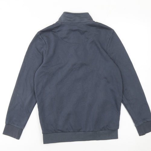 F&F Girls Blue 9-10 Years Half Zip High Neck Long Sleeve Sweatshirt