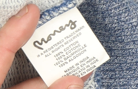 Money Mens Blue Full Zip Hoodie XL Hooded Sweatshirt Cotton