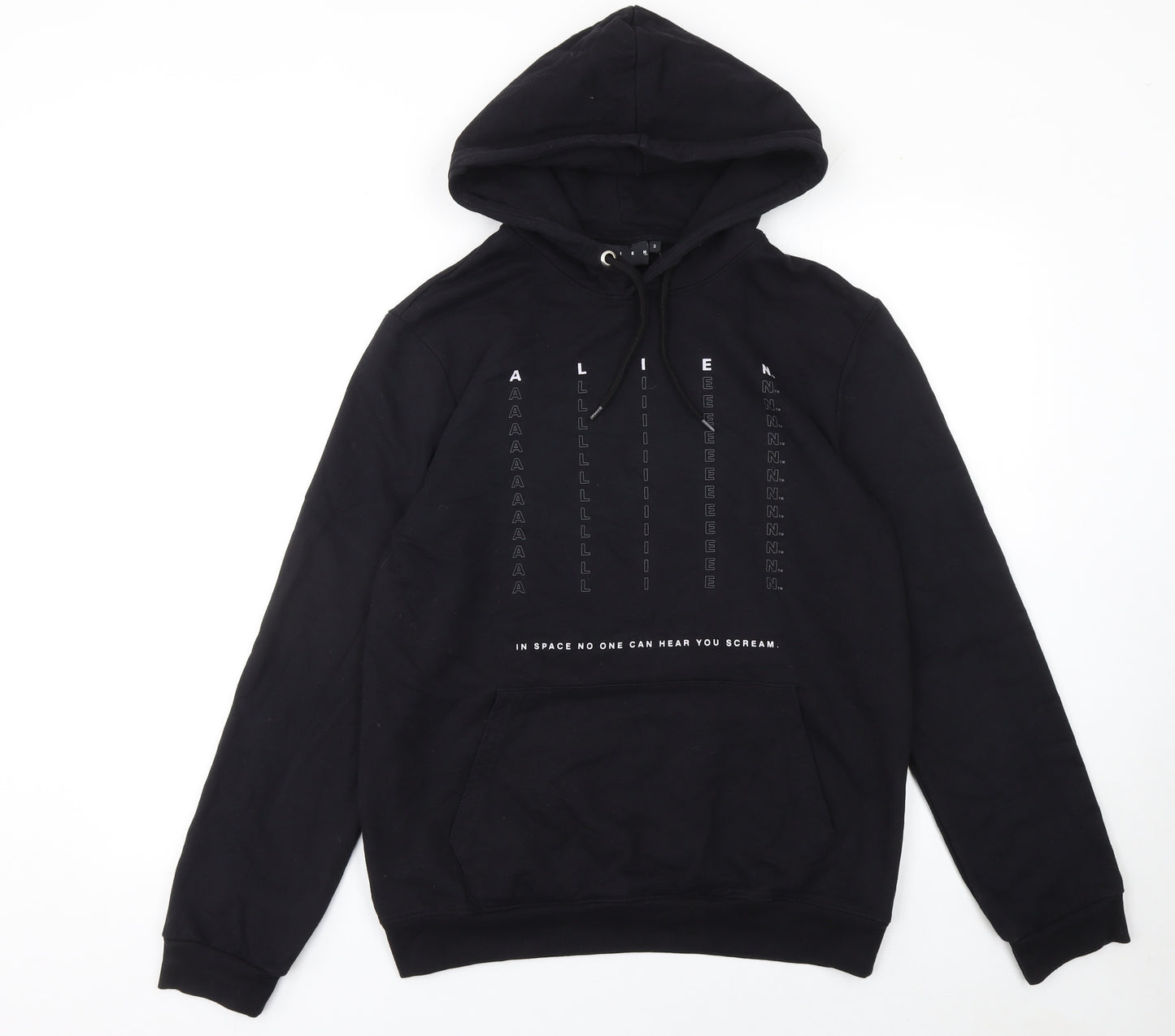 Alien Men's Black Pullover Hoodie Small Graphic Print Fleece Sweatshirt