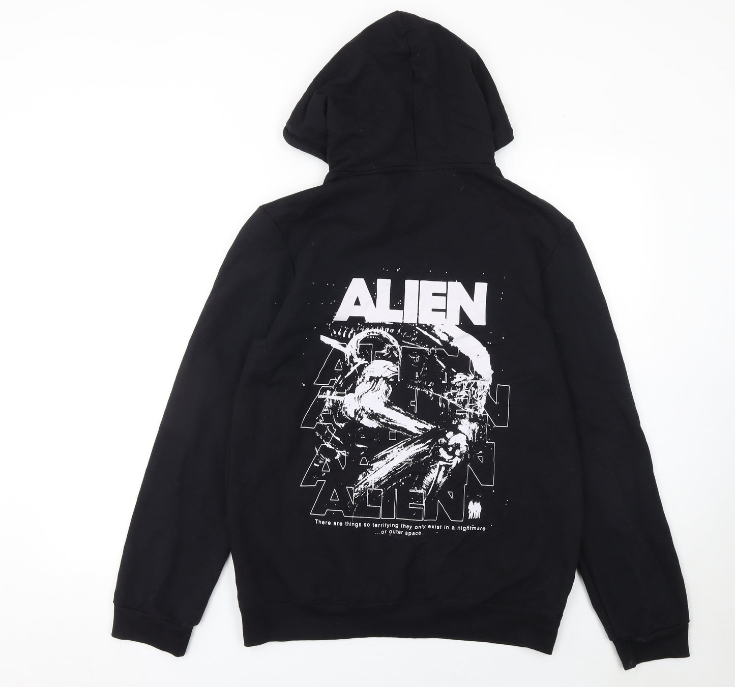 Alien Men's Black Pullover Hoodie Small Graphic Print Fleece Sweatshirt