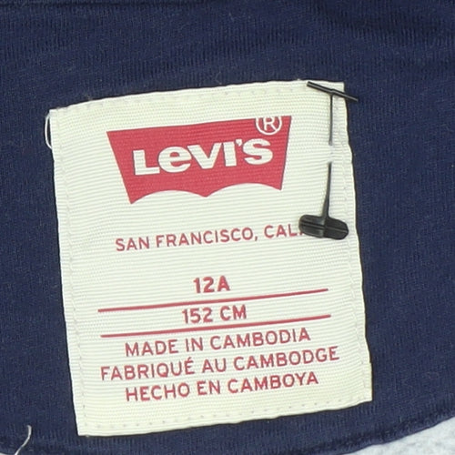Levi's Boys Blue Full Zip Hoodie 12 Years Cotton Blend Casual Sweatshirt