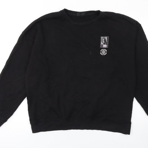 H&M Women’s Black Oversized Crew Neck Graphic Sweatshirt Size L
