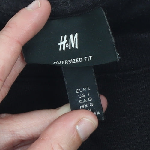 H&M Women’s Black Oversized Crew Neck Graphic Sweatshirt Size L