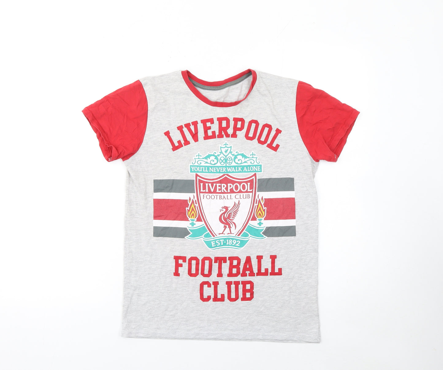 Liverpool FC Boys Grey Red Short Sleeve T-Shirt 10-11 Years Football Fan Top
