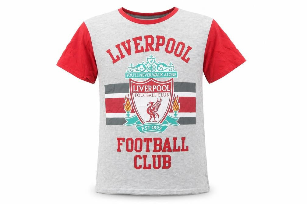 Liverpool FC Boys Grey Red Short Sleeve T-Shirt 10-11 Years Football Fan Top
