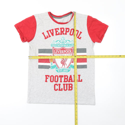 Liverpool FC Boys Grey Red Short Sleeve T-Shirt 10-11 Years Football Fan Top