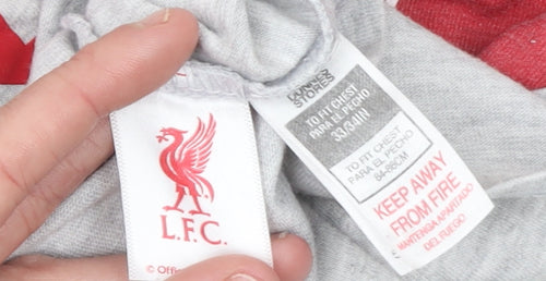 Liverpool FC Boys Grey Red Short Sleeve T-Shirt 10-11 Years Football Fan Top