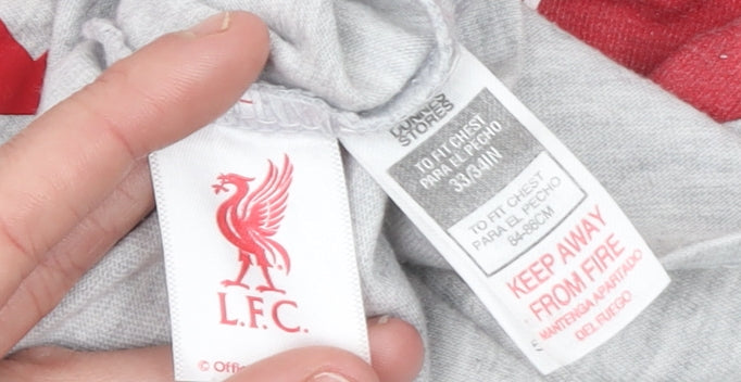 Liverpool FC Boys Grey Red Short Sleeve T-Shirt 10-11 Years Football Fan Top