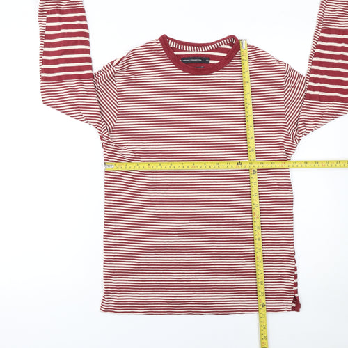 French Connection Men's Red Striped Long Sleeve Cotton T-Shirt XS
