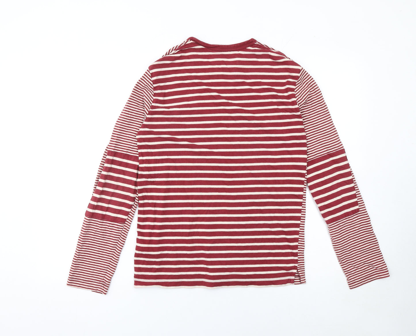 French Connection Men's Red Striped Long Sleeve Cotton T-Shirt XS