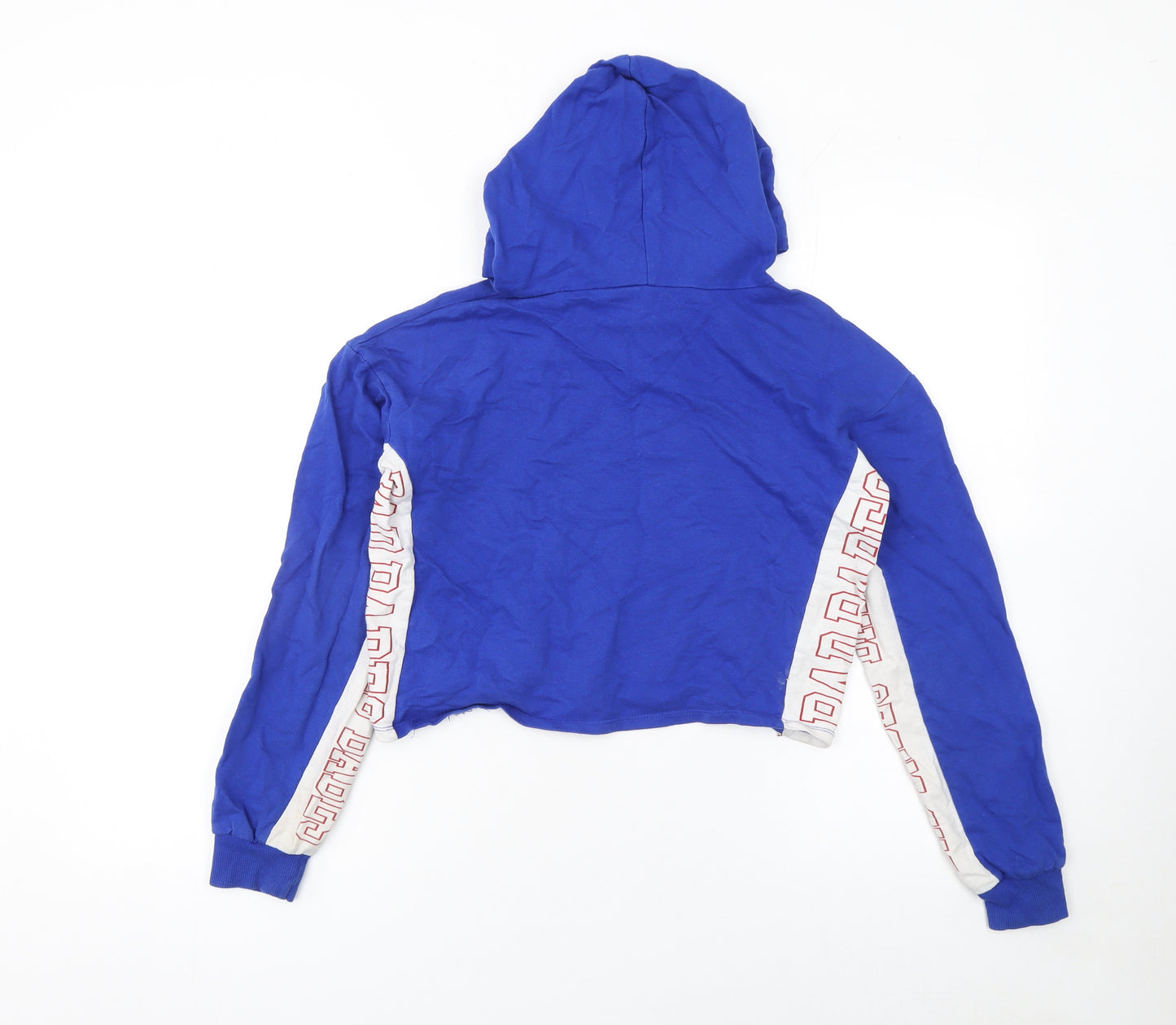 Select Women's Blue Cropped Pullover Hoodie UK 8 Bad Babes Print