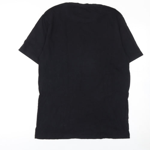 Zara Men’s Black Skull Floral Graphic Crew Neck Cotton T-Shirt M