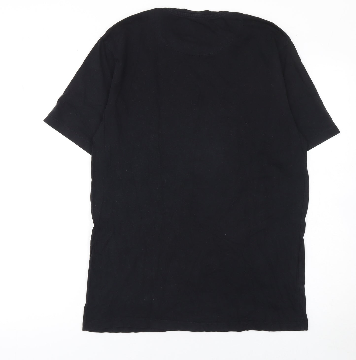 Zara Men’s Black Skull Floral Graphic Crew Neck Cotton T-Shirt M