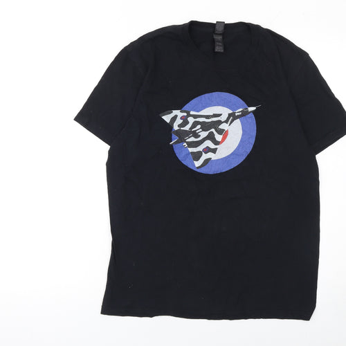 Gildan Men's Black Military Aircraft Graphic Cotton T-Shirt Size M