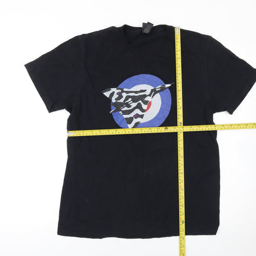 Gildan Men's Black Military Aircraft Graphic Cotton T-Shirt Size M