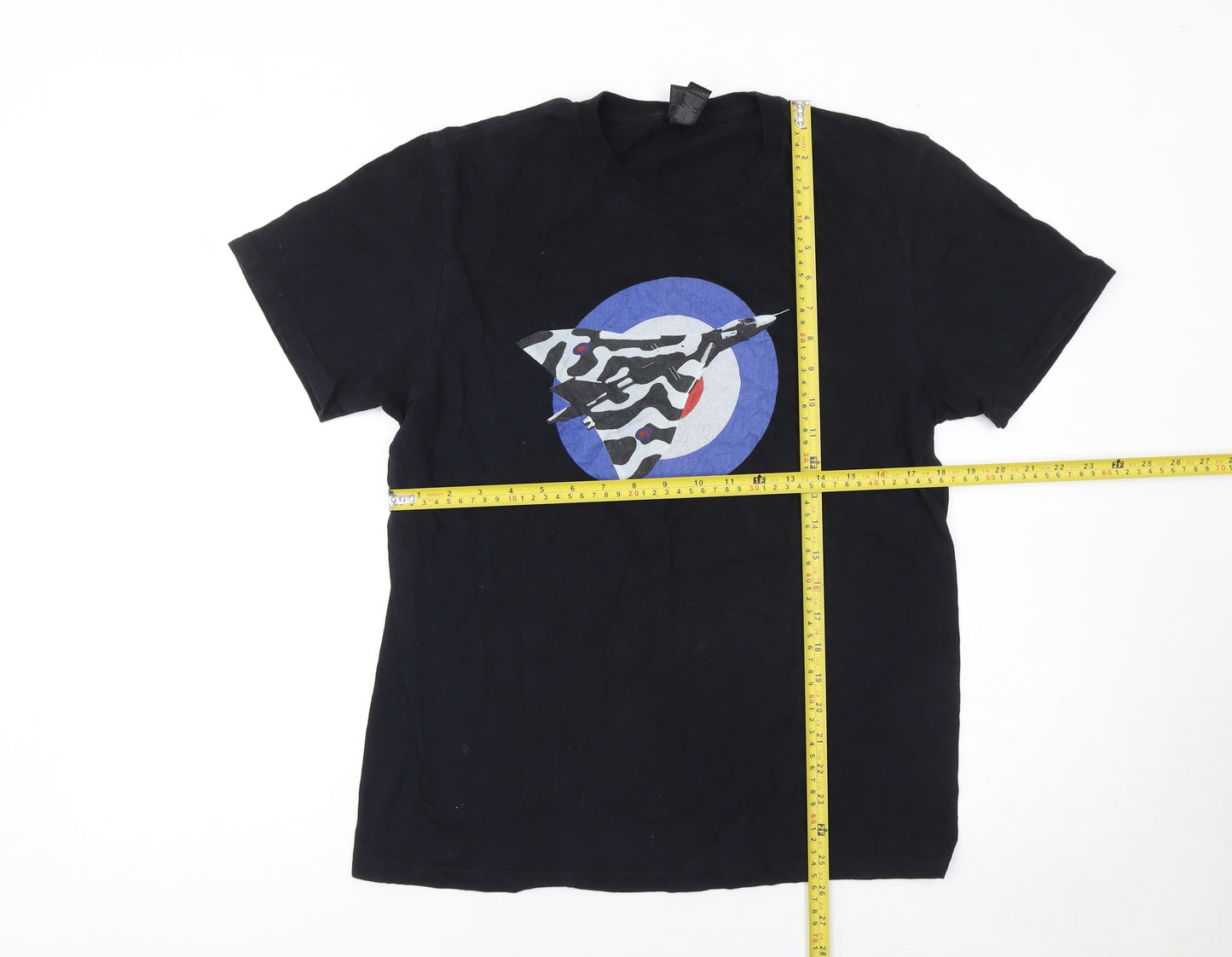 Gildan Men's Black Military Aircraft Graphic Cotton T-Shirt Size M