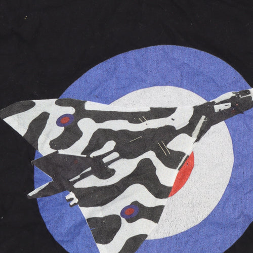 Gildan Men's Black Military Aircraft Graphic Cotton T-Shirt Size M