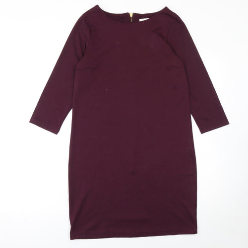 Vila Women Purple Sheath Knee Length Dress Size S 3/4 Sleeve