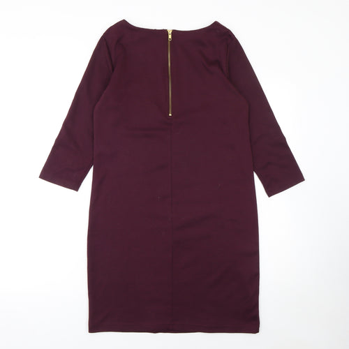 Vila Women Purple Sheath Knee Length Dress Size S 3/4 Sleeve