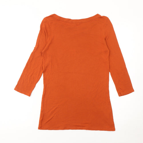 Gap Womens Orange Boat Neck 3/4 Sleeve Cotton Basic Top M