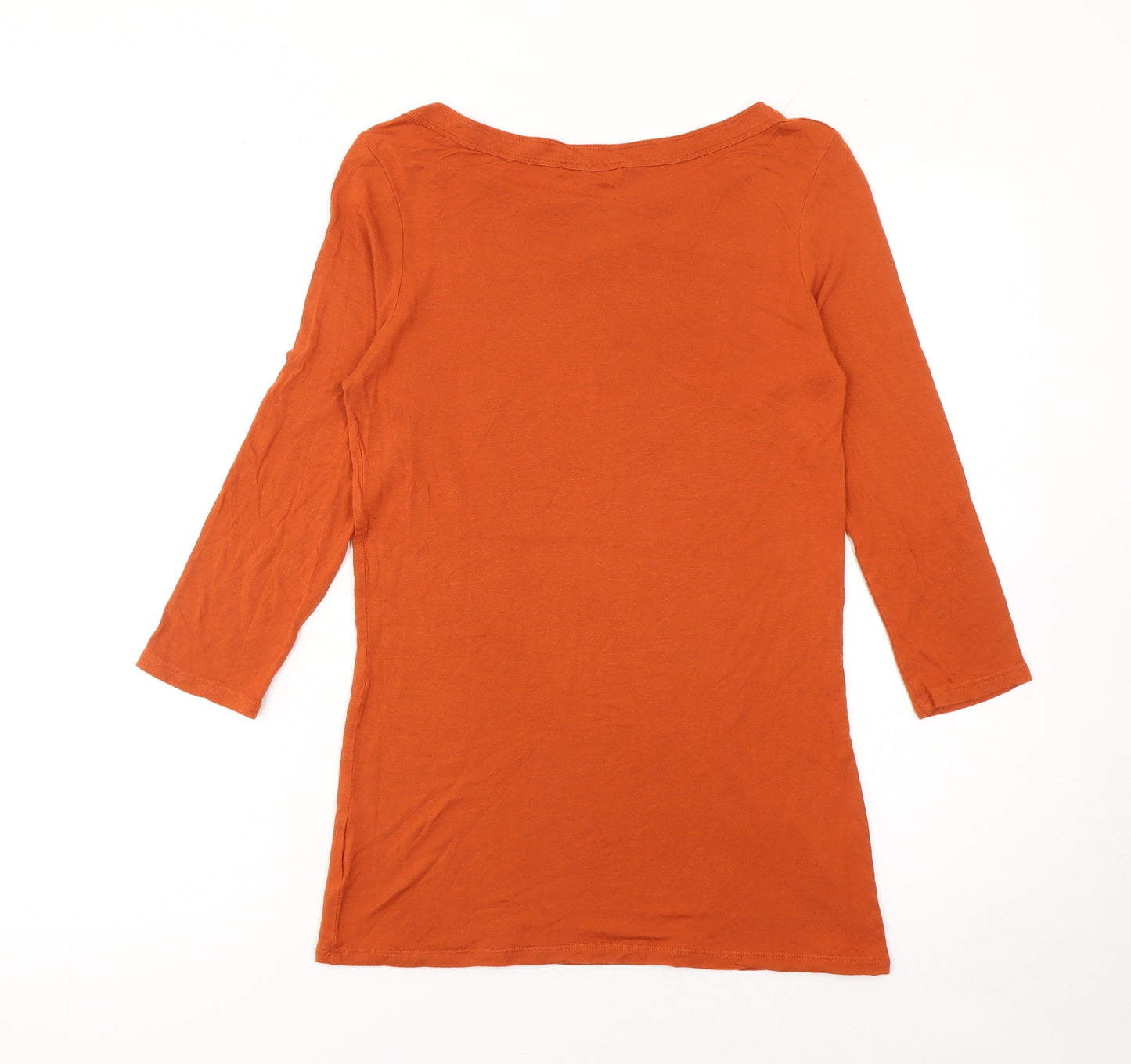 Gap Womens Orange Boat Neck 3/4 Sleeve Cotton Basic Top M