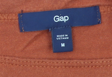Gap Womens Orange Boat Neck 3/4 Sleeve Cotton Basic Top M