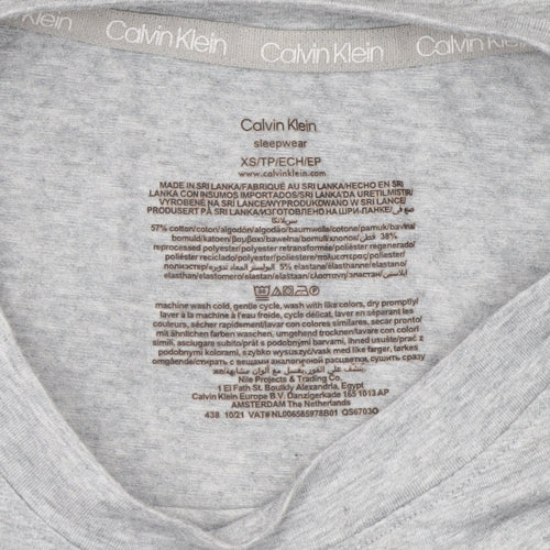 Calvin Klein Womens Grey Cotton Jersey T-Shirt Nightshirt XS
