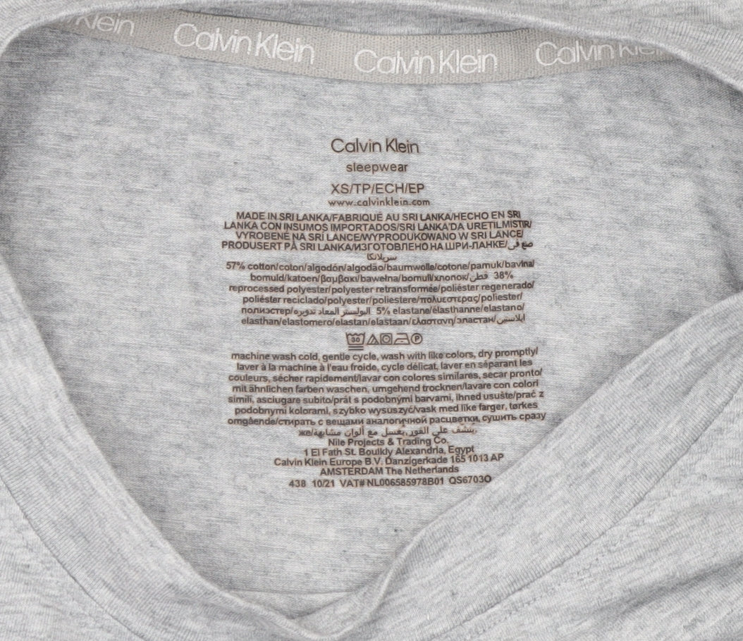 Calvin Klein Womens Grey Cotton Jersey T-Shirt Nightshirt XS