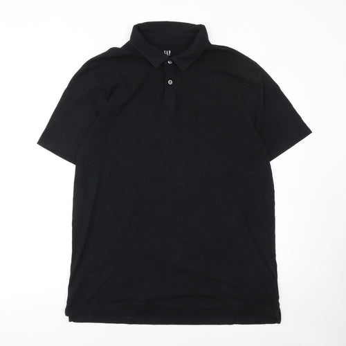 GAP Men’s Black Cotton Short Sleeve Polo Shirt Size L