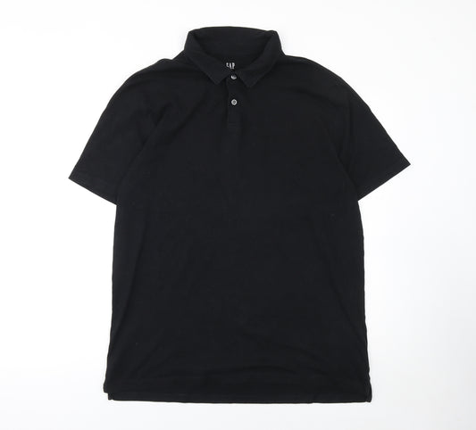 GAP Men’s Black Cotton Short Sleeve Polo Shirt Size L