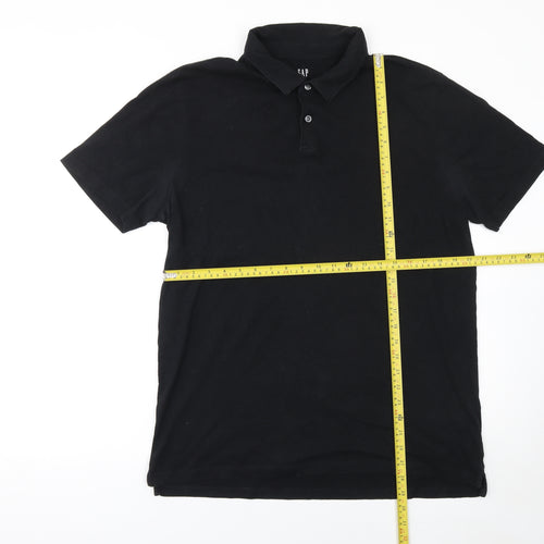 GAP Men’s Black Cotton Short Sleeve Polo Shirt Size L