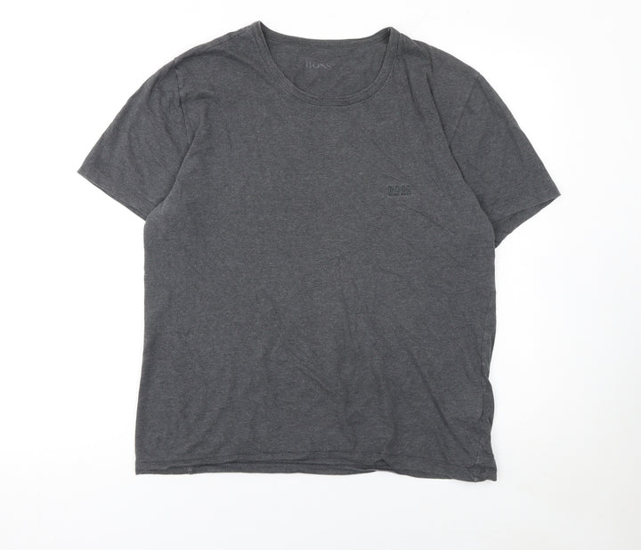 Hugo Boss Men's Grey Cotton Crew Neck Short Sleeve T-Shirt L