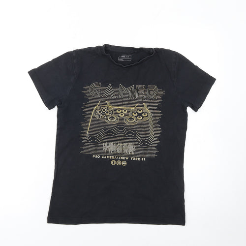 Next Boys Black Gamer Graphic T-Shirt 10 Years Cotton Short Sleeve