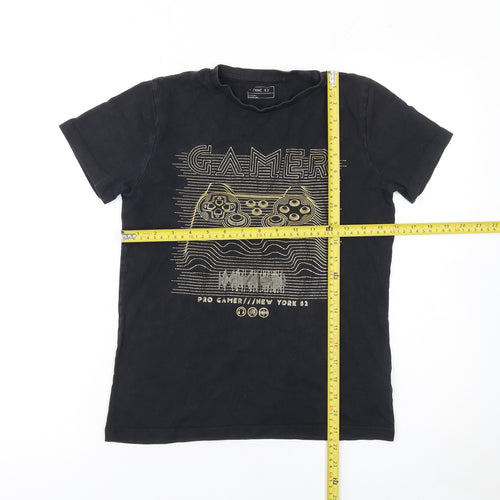 Next Boys Black Gamer Graphic T-Shirt 10 Years Cotton Short Sleeve