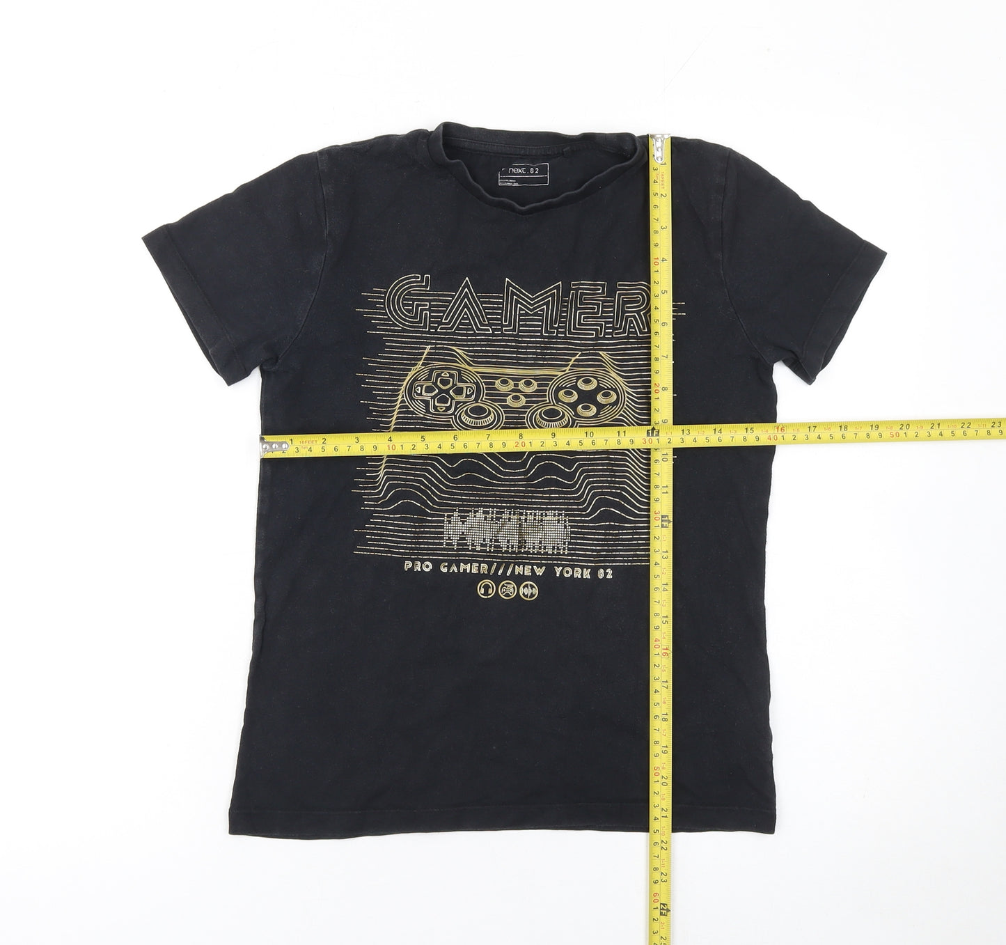 Next Boys Black Gamer Graphic T-Shirt 10 Years Cotton Short Sleeve